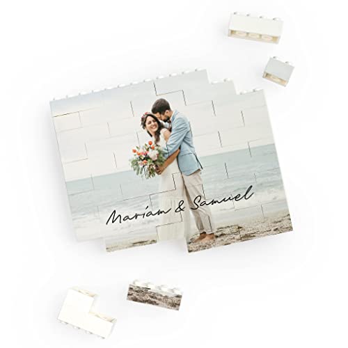 Wanapix | Puzzle Block Selbst Gestalten | Personalisiertes Block Puzzle mit Foto und Text | Kompatibel mit den Wichtigsten Marken | Personalisiertes Fotopuzzle | Originelles Puzzle | 49 Teile | Weiss von Wanapix