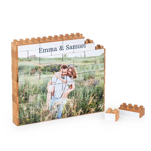 Wanapix | Puzzle Block Selbst Gestalten aus Holz | Personalisiertes Block Puzzle mit Foto und Text | Kompatibel mit den Wichtigsten Marken | Originelles Puzzle | 49 Teile| Holz von Wanapix