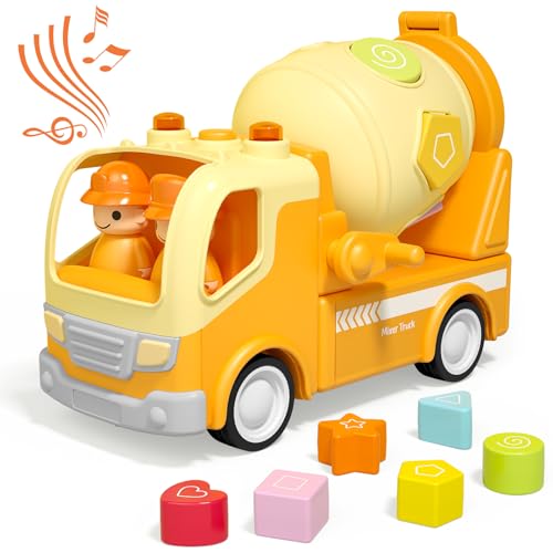 Wanborns Bauauto-Spielzeug für Kinder, Betonmisch-LKW mit Sound und Licht, Formensortierer Lern- und Bildungsvorschul-Fahrzeug für 18 Monate+ 2 3 4 5 Jahre Alten Jungen Weihnachtsgeburtstagsgeschenk von Wanborns