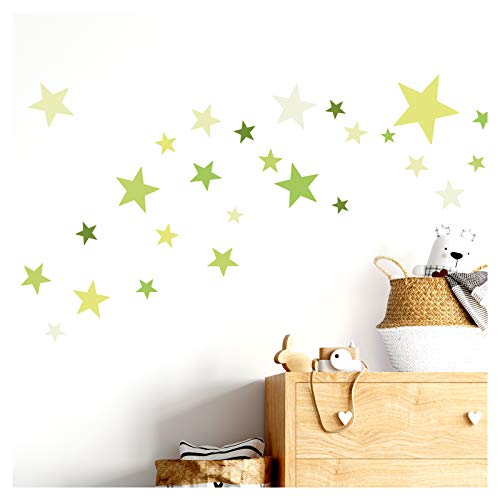 Little Deco Wandtattoo 60 Sterne Kinderzimmer Junge Mädchen Stars I grün I viele Farben Wandaufkleber Wandsticker Set bunt selbstklebend DL409 von Wandaro