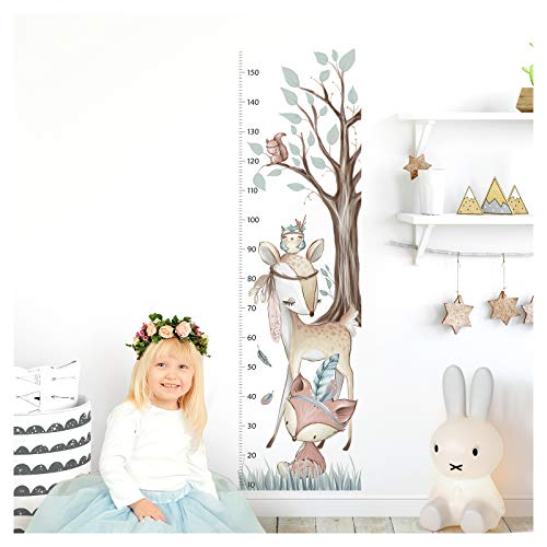 Little Deco Wandtattoo Kinderzimmer Junge Mädchen Messlatte | 150cm Fuchs REH Wald | Wandaufkleber Tiere Kinder Wandsticker Aufkleber Dekoration DL372 von Wandaro