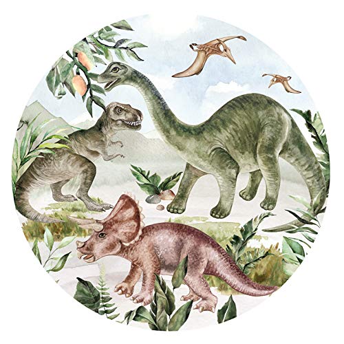 Little Deco Wandtattoo Kinderzimmer Wandbild Dinosarier Wandsticker für Kinder Wanddeko Spielzimmer Wandaufkleber Selbstklebende Tapete Schlafzimmer rund DL570 von Wandaro