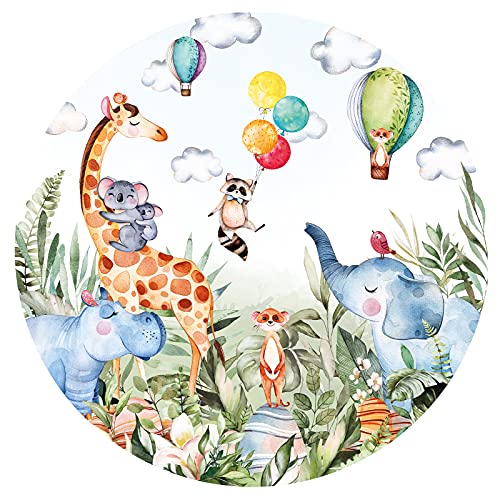 Little Deco Wandtattoo Kinderzimmer Wandbild Wandsticker für Kinder Tiere Safari Wanddeko Spielzimmer Wandaufkleber Selbstklebende Tapete rund 120 cm Baby DL570 von Wandaro