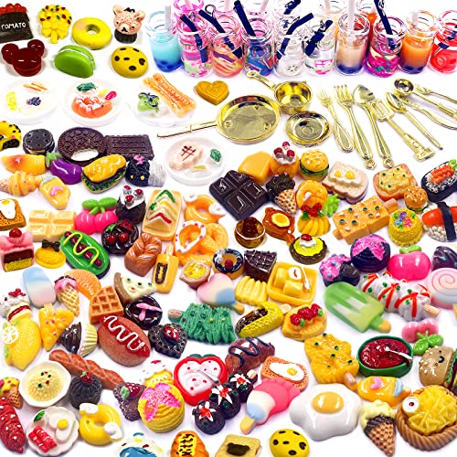 116 PC Miniatur Essen Getränk, Mini Essen Getränk 1:12 Maßstab Miniatur Puppenhaus Essen Zubehör Mini Pretend Play Food Set Miniatur Küche Zubehör für Puppenhaus Kinder Tochter Erwachsene von WanderGo