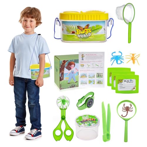 15 Stück Forscherset Kinder, Entdecker-Set, Bug Catcher, Outdoor Explorer Kit für Kinder mit Insektenbox Becherlupen für Kinderabenteuer, Insektenfang, Käferjagd von WanderGo