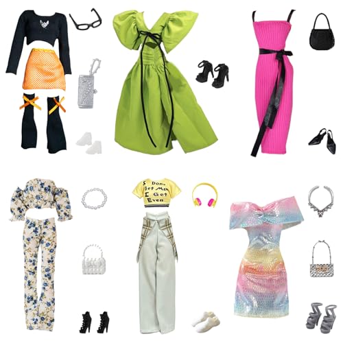 26 Stück Puppenkleidung und Zubehör für 29,1 cm Puppen, Puppen-Outfits mit Puffärmeln, Strickrock, Oberteil, Hose, Set, 8 Accessoires, 6 Schuhe, Sammelgeschenk für Mädchen 26 Stück Puppenkleidung und Zubehör für 29,1 cm Puppen, Puppen-Outfits mit Puffärmeln, Strickrock, Oberteil, Hose, Set, 8 Accessoires, 6 Schuhe, Sammelgeschenk für Mädchen von WanderGo