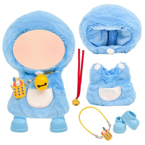 5 Stück Puppen Kleidung Set für 17cm Puppe, Blaues Katzen-Outfit mit Fell-Kapuze, Latzhose, Abnehmbarer Glocke, Handy-Umhängetasche und Schuhen (Ohne Puppe) 5 Stück Puppen Kleidung Set für 17cm Puppe, Blaues Katzen-Outfit mit Fell-Kapuze, Latzhose, Abnehmbarer Glocke, Handy-Umhängetasche und Schuhen (Ohne Puppe) von WanderGo