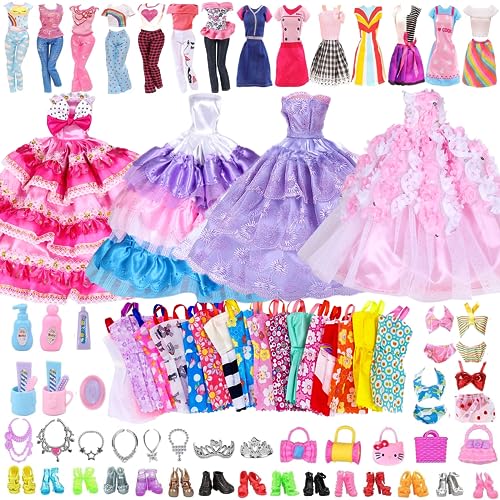 65 Puppenkleidung und Zubehör, kompatibel mit Barbie-Kleidung, 13 Kleider, 5 Handtaschen, 20 Schuhe, 10 Schmuck, 10 Waschzubehör, 2 Oberteile, 2 Hosen, 3 Bikini, modisches Outfit, Geschenk für 29,8 cm 65 Puppenkleidung und Zubehör, kompatibel mit Barbie-Kleidung, 13 Kleider, 5 Handtaschen, 20 Schuhe, 10 Schmuck, 10 Waschzubehör, 2 Oberteile, 2 Hosen, 3 Bikini, modisches Outfit, Geschenk für 29,8 cm von WanderGo