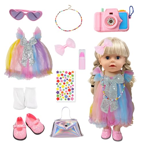 Baby Puppe Kleidung Kompatibel mit Baby neu geboren Kleidung 16-18 Zoll Puppe, Puppe Kleidung für 40-45cm Outfits Süße Baby Puppe Outfits, 10-teiliges Set zur Erfüllung Ihrer Wünsche Baby Puppe Kleidung Kompatibel mit Baby neu geboren Kleidung 16-18 Zoll Puppe, Puppe Kleidung für 40-45cm Outfits Süße Baby Puppe Outfits, 10-teiliges Set zur Erfüllung Ihrer Wünsche von WanderGo