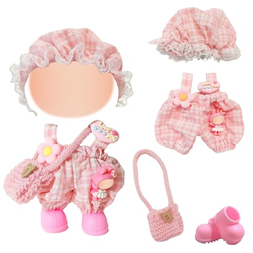 4 Stück Puppe Kleidung, Bekleidung für 17cm Plüsch Puppen mit 1 Babymütze, 1 Latzhose, 1 Umhängetasche, 1 Paar Schuhe für 17cm Puppen(Ohne Puppe) 4 Stück Puppe Kleidung, Bekleidung für 17cm Plüsch Puppen mit 1 Babymütze, 1 Latzhose, 1 Umhängetasche, 1 Paar Schuhe für 17cm Puppen(Ohne Puppe) von WanderGo