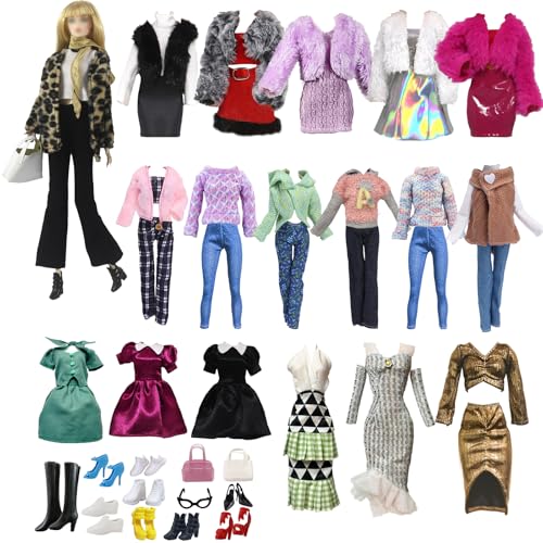 19 Stück Puppenkleidung und Accessoires, Leopardenmuster-Mantel 4-teiliges Set + 4 Röcke + 1 Pullover und Hose Set + 7 Paar Schuhe + 1 Brille + 1 Handtasche für 11,5-Zoll-Puppen, zufälliger Auswahl 19 Stück Puppenkleidung und Accessoires, Leopardenmuster-Mantel 4-teiliges Set + 4 Röcke + 1 Pullover und Hose Set + 7 Paar Schuhe + 1 Brille + 1 Handtasche für 11,5-Zoll-Puppen, zufälliger Auswahl von WanderGo