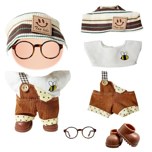 5 Stück Puppenkleidung, Bekleidung für 17cm Plüsch Puppen mit T-Shirt + Hosenträger + Stirnband + Brille + Schuhe für 17cm Puppen(Ohne Puppe) 5 Stück Puppenkleidung, Bekleidung für 17cm Plüsch Puppen mit T-Shirt + Hosenträger + Stirnband + Brille + Schuhe für 17cm Puppen(Ohne Puppe) von WanderGo