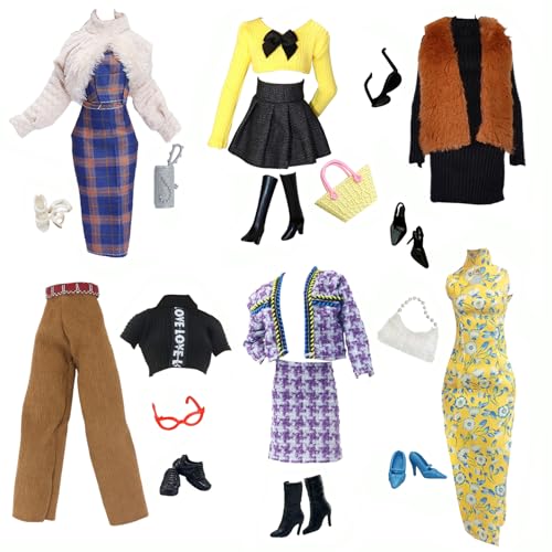 23 Stück Puppen Kleidung und Zubehör, Puppenkleider für 11,5 Zoll Puppen, Mode Outfits mit Kleid, Qipao, Hosenanzug, Kurzrock-Set, Accessoires mit 3 Taschen, 2 Brillen, 6 Schuhen Geschenk für Mädchen 23 Stück Puppen Kleidung und Zubehör, Puppenkleider für 11,5 Zoll Puppen, Mode Outfits mit Kleid, Qipao, Hosenanzug, Kurzrock-Set, Accessoires mit 3 Taschen, 2 Brillen, 6 Schuhen Geschenk für Mädchen von WanderGo