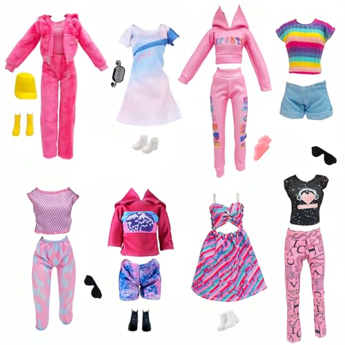 WanderGo 24 Stück Puppen Kleidung und Zubehör, Sportanzug Set mit Jogginganzug, Hoodie, T-Shirt, Shorts, Kleid, Hose, 5 Paar Schuhe, Sonnenbrillen, Hut, Gürteltasche WanderGo 24 Stück Puppen Kleidung und Zubehör, Sportanzug Set mit Jogginganzug, Hoodie, T-Shirt, Shorts, Kleid, Hose, 5 Paar Schuhe, Sonnenbrillen, Hut, Gürteltasche von WanderGo