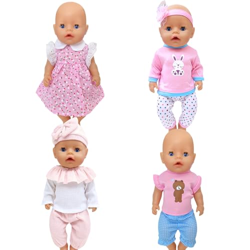 WanderGo Puppenkleidung 35–43 cm, 4 Stücke Puppenkleidungs Set für Baby Puppen Bekleidung Kleidung Outfits für Babypuppen mit Rock, Hose, Hut, Socken, Kapuze und Langarm(ohne Puppe) WanderGo Puppenkleidung 35–43 cm, 4 Stücke Puppenkleidungs Set für Baby Puppen Bekleidung Kleidung Outfits für Babypuppen mit Rock, Hose, Hut, Socken, Kapuze und Langarm(ohne Puppe) von WanderGo