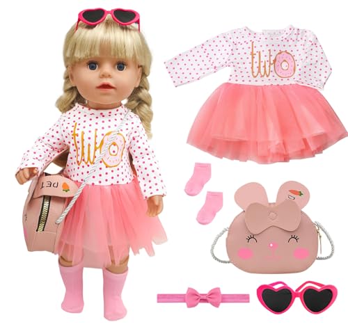 WanderGo Puppenkleidung 43 cm Puppen Kleidung Puppenkleider Babypuppenkleidung für 14-18 Zoll Baby Puppen mit Socken Sonnenbrille Haarband und Süße Handtasche (ohne Puppe) WanderGo Puppenkleidung 43 cm Puppen Kleidung Puppenkleider Babypuppenkleidung für 14-18 Zoll Baby Puppen mit Socken Sonnenbrille Haarband und Süße Handtasche (ohne Puppe) von WanderGo