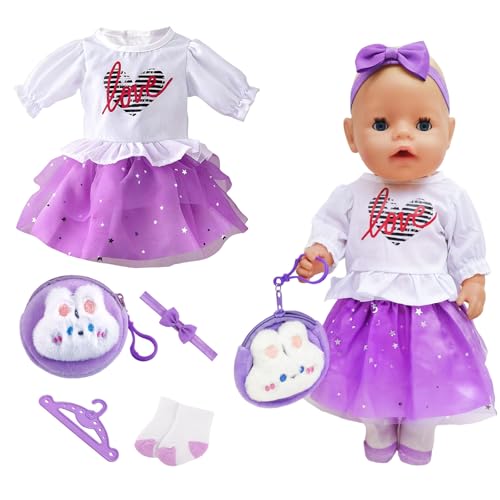 WanderGo Puppenkleidung für 14-18 Zoll Babypuppen, Puppenkleid 35-43cm mit Haarband + Geldbörse + Socken + Kleiderbügel Puppenkleidung Zubehör (Ohne Puppe) WanderGo Puppenkleidung für 14-18 Zoll Babypuppen, Puppenkleid 35-43cm mit Haarband + Geldbörse + Socken + Kleiderbügel Puppenkleidung Zubehör (Ohne Puppe) von WanderGo