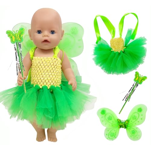 WanderGo Puppenkleidung für 35-43cm Puppen, Puppenkostüm Feen-Outfit in Grün mit Flügeln und Zauberstab Grüne Fee Outfit for 14-18 inch Dolls, Geschenk für Kinder WanderGo Puppenkleidung für 35-43cm Puppen, Puppenkostüm Feen-Outfit in Grün mit Flügeln und Zauberstab Grüne Fee Outfit for 14-18 inch Dolls, Geschenk für Kinder von WanderGo