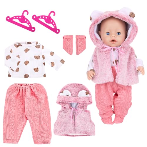 WanderGo Baby Puppen Puppenkleidung 35-43 cm, 6-teiliges Outfit mit 1 Weste + Oberteil + Hose + 1 Paar Socken + 2 Kleiderbügel , Kleine Bär Babypuppe Kleidung für 14-18 Zoll Puppen(Ohne Puppe) WanderGo Baby Puppen Puppenkleidung 35-43 cm, 6-teiliges Outfit mit 1 Weste + Oberteil + Hose + 1 Paar Socken + 2 Kleiderbügel , Kleine Bär Babypuppe Kleidung für 14-18 Zoll Puppen(Ohne Puppe) von WanderGo