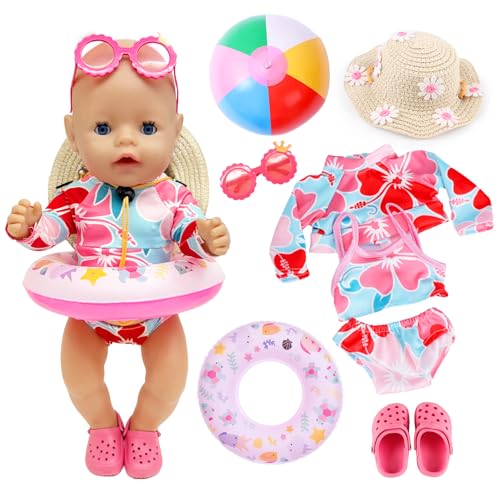 WanderGo Schwimm-Set 6 Stück Badeanzug Puppen Set Puppenkleidung Sommer mit Hut Strandball Schwimmring Schuhe Brille für 35–45 cm Puppen WanderGo Schwimm-Set 6 Stück Badeanzug Puppen Set Puppenkleidung Sommer mit Hut Strandball Schwimmring Schuhe Brille für 35–45 cm Puppen von WanderGo