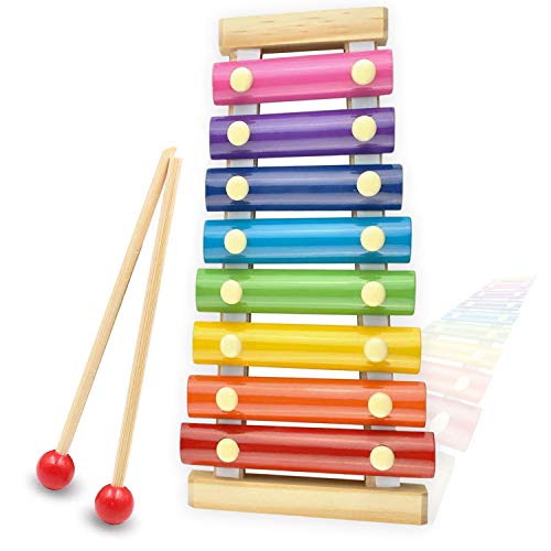 Xylophon für Kinder, Holz-Musikinstrument, Musikspielzeug, Regenbogen-Kinder-Glockenspiel, pädagogisches Kinderspielzeug, Percussion für angehende Musiker von WanderGo