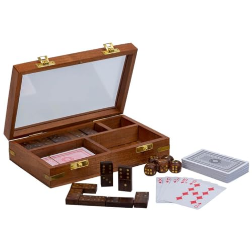 Wanderlust deco 3-in-1-Spiel (Zweige + Domino + Karten) in brauner Holzbox, 15,5 x 12,75 x 5 cm von Wanderlust deco