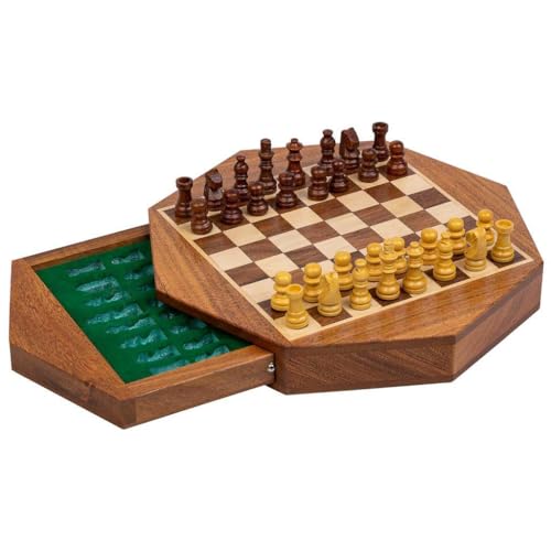 Wanderlust deco Magnetisches Schach mit Schublade für Holzstücke, braun, 22,5 x 5 cm von Wanderlust deco