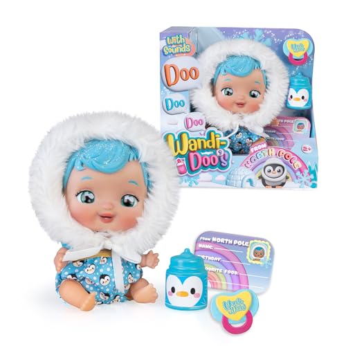 WANDI-DOO'S from North Pole, Eskimo-Baby-Puppe des Nordpols, spricht mit der universellen Sprache der Babys, DOO DOO DOO, Eskimo-Kleid mit 2 Zubehörteilen, Flasche und Schnuller, Berühmt (WAD00000) von WANDI-DOO'S