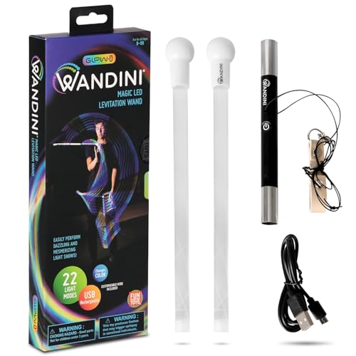 Wandini Glow.0 Magic Wand Zusammenklappbares LED Lichtschwert - mit USB-Aufladbarem Jonglierstab - LED-Lichtstab mit 22 Farblichtmodi - Patentierter, Professionell Ausbalancierter Lichtstab Bunt von Wandini