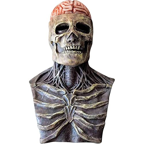 Wangduodu Gruselige Totenkopf-Maske, Halloween-Kostüme für Teenager, Jungen, gruselige Skelett-Kopfbedeckung, gruselige, biochemische Maske, realistische Halloween-Cosplay-Latex-Horror-Requisite für von Wangduodu