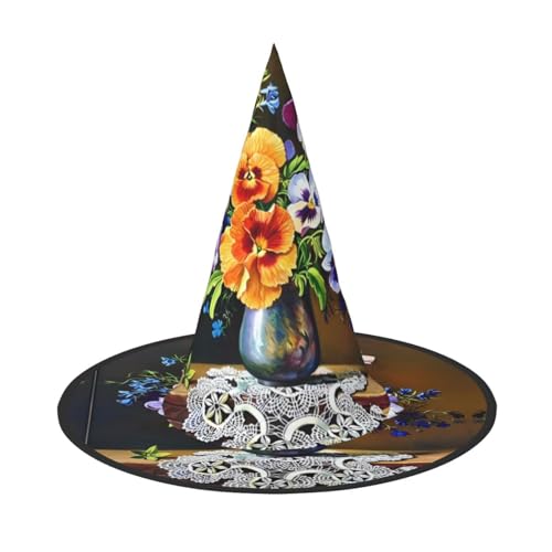 Blume Diamant Malerei Halloween Hexenhut für Erwachsene - Festliches Kostümzubehör für Party, Maskerade, Cosplay und Karneval von Wanlon