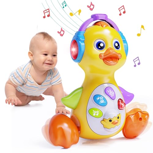 Wanonoo Ente Musik Kinderspielzeug ab 1Jahr Mädchen Junge,Baby Spielzeug ab 6 7 8 9 10 12 Monate mit Musik und Lichte, Krabbelspielzeug Baby,Musikspielzeug Lernspielzeug Geschenke Für Kinder 1 2 Jahre von Wanonoo