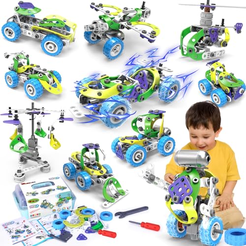 Wanonoo Konstruktionsspielzeug Geschenke für 5 6 7 8 9 Jährige Junge, Kinder Spielzeug für Jungen und Mädchen, STEM Spielzeug, Baukasten Spielzeug Pädagogische Lernspielzeug Bauset 10 Modelle von Wanonoo