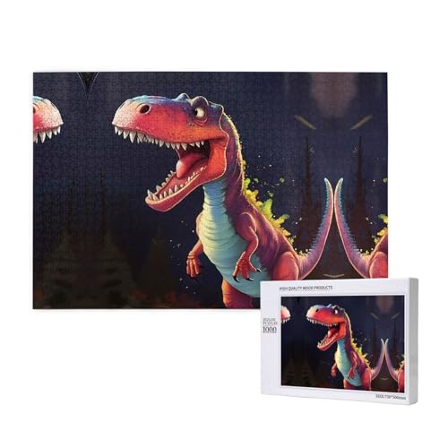 Dinosaurier-Puzzles mit großem Mund für Erwachsene, 1000 Teile, Holzpuzzle für Familie, Freunde, Heimdekoration, Wandkunst, 29,5 x 50 cm von WapNo