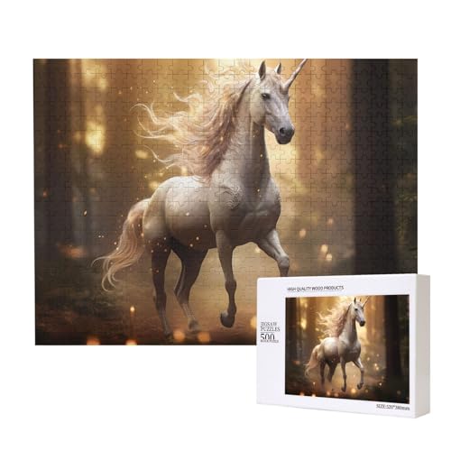 Einhorn-Puzzles für Erwachsene, 500 Teile, Holzpuzzle für Familie, Freunde, Heimdekoration, Wandkunst, 50 x 38 cm von WapNo