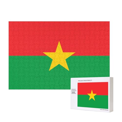 Faso-Puzzles mit Flagge von Burkina für Erwachsene, 300 Teile, Holzpuzzle für Familie, Freunde, Heimdekoration, Wandkunst, 40 x 27 cm von WapNo