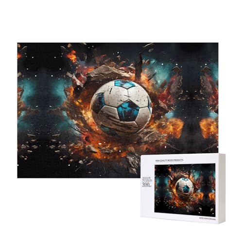 Firecracker Fußball-Puzzles für Erwachsene, 300 Teile, Holzpuzzle für Familie, Freunde, Heimdekoration, Wandkunst, 15,7 x 27,9 cm von WapNo