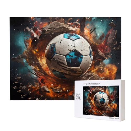 Firecracker Fußball-Puzzles für Erwachsene, 500 Teile, Holzpuzzle für Familie, Freunde, Heimdekoration, Wandkunst, 20,4 x 38,1 cm von WapNo