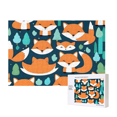 Fox Forest Happy Cut Puzzles für Erwachsene, 300 Teile, Holzpuzzle für Familie, Freunde, Heimdekoration, Wandkunst, 15,7 x 27,9 cm von WapNo