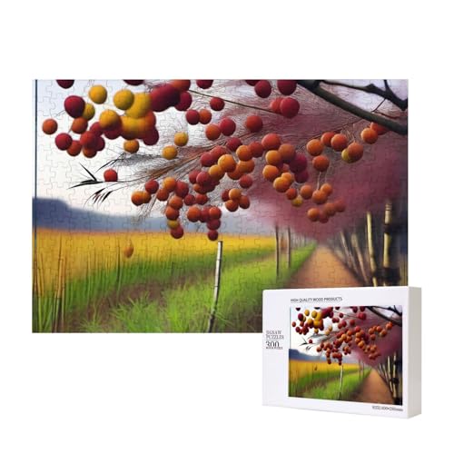 Fruit On The Branch Puzzles für Erwachsene, 300 Teile, Holzpuzzle für Familie, Freunde, Heimdekoration, Wandkunst, 15,7 x 27,9 cm von WapNo