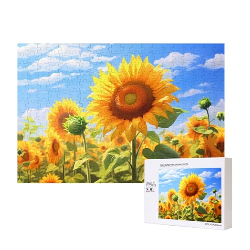 Gedeihende Sonnenblumen-Puzzles für Erwachsene, 300 Teile, Holzpuzzle für Familie, Freunde, Heimdekoration, Wandkunst, 300 Stück von WapNo