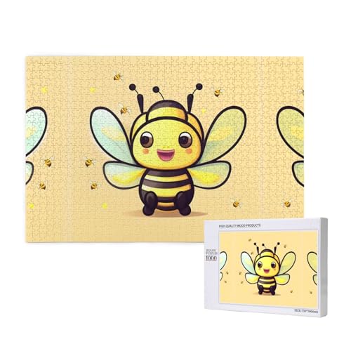 Gelbe Bienen-Puzzles für Erwachsene, 1000 Teile, Holzpuzzle für Familie, Freunde, Heimdekoration, Wandkunst, 29,5 x 50 cm von WapNo