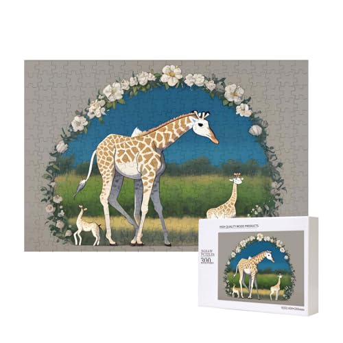 Giraffen-Puzzles für Erwachsene, 300 Teile, Holzpuzzle für Familie, Freunde, Heimdekoration, Wandkunst, 15,7 x 27,9 cm von WapNo