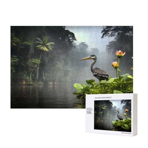 Heron By The Lake Puzzles für Erwachsene, 300 Teile, Holzpuzzle für Familie, Freunde, Heimdekoration, Wandkunst, 300 Stück von WapNo