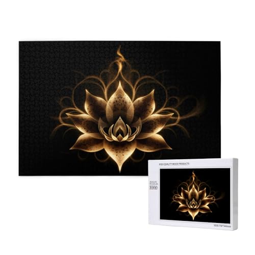 Hot Lotus Flower Puzzles für Erwachsene, 1000 Teile, Holzpuzzle für Familie, Freunde, Heimdekoration, Wandkunst, 75 x 50 cm von WapNo