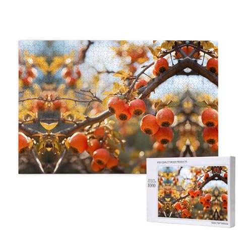 Kaki-Puzzles für Erwachsene, 1000 Teile, Holzpuzzle für Familie, Freunde, Heimdekoration, Wandkunst, 75 x 50 cm von WapNo