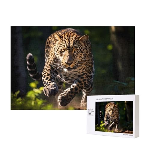 Leoparden-Puzzles für Erwachsene, 300 Teile, Holzpuzzle für Familie, Freunde, Heimdekoration, Wandkunst, 39 x 27 cm von WapNo