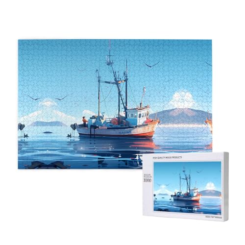 Marine Vessel Puzzles für Erwachsene, 1000 Teile, Holzpuzzle für Familie, Freunde, Heimdekoration, Wandkunst, 75 x 50 cm von WapNo