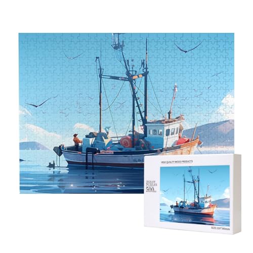 Marine Vessel Puzzles für Erwachsene, 500 Teile, Holzpuzzle für Familie, Freunde, Heimdekoration, Wandkunst, 50,4 x 38,1 cm von WapNo