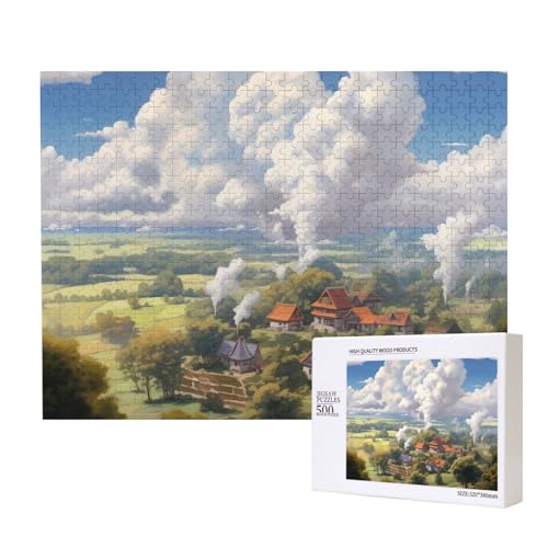 Misty and Cloudy Puzzles für Erwachsene, 500 Teile, Holzpuzzle für Familie, Freunde, Heimdekoration, Wandkunst, 50 x 38 cm von WapNo